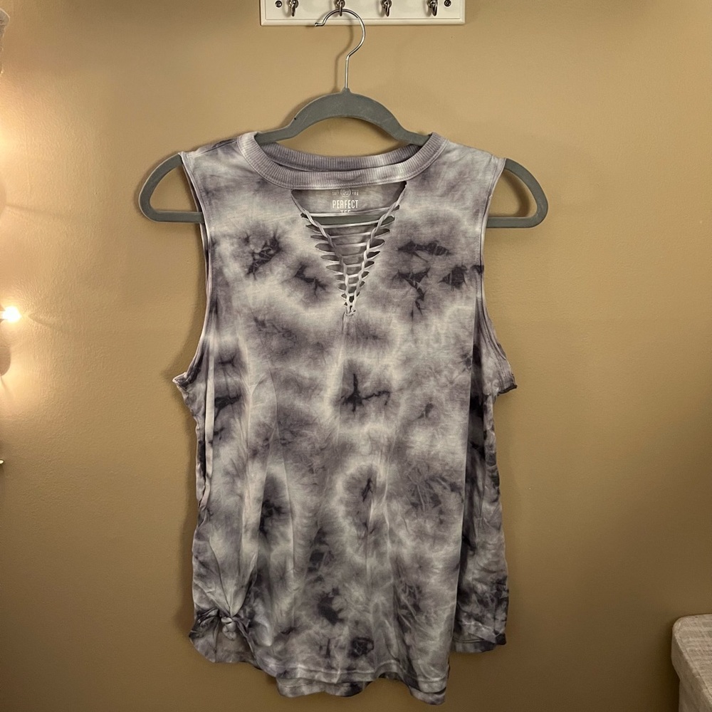 Tie Dye Muscle tank top with criss cross cutout size M